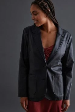 Best Pirce ???? By Anthropologie Faux Leather Blazer BLACK ???? -Beach Riot Shop unnamed file 892