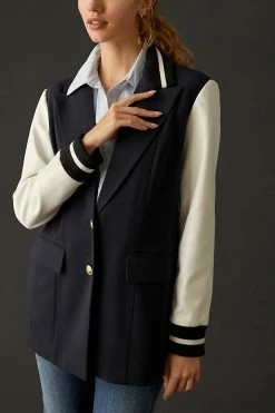 Budget ⌛ Avec Les Filles Varsity Jacket NAVY ⌛ -Beach Riot Shop unnamed file 898
