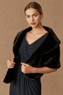 Top 10 ???? BHLDN Maxime Faux Fur Wrap BLACK ????