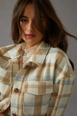 Best Pirce ✨ Avec Les Filles Boxy Plaid ???? Shirt Jacket NEUTRAL MOTIF ???? -Beach Riot Shop unnamed file 971