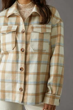 Best Pirce ✨ Avec Les Filles Boxy Plaid ???? Shirt Jacket NEUTRAL MOTIF ???? -Beach Riot Shop unnamed file 972
